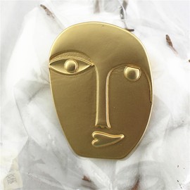 Fashion Portrait Gold Plated Figure Face Mask Brooch Lapel Pins for Women Girls Unique Minimalist Abstract Brooches Pin Clothes Accessory Jewelry Gift Valentines Day