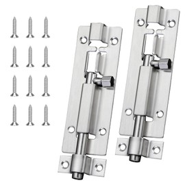 2 Pcs Door Lock Bolt, Door Latch Slide Bolts Lock with Screws,Stainless Steel Bolt Lock for Bathroom, Bedroom,Toilet, Shed, Shower,Garden(4inch/100mm)