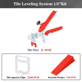 Tile Leveling System 1/8: 1000pcs Tile Spacers Leveling System Tile Spacers+100pcs Reusable Wedges+Tile Plier for Wall/Floor Tile Adjustment, Tile Tools, Tile Leveling Clips, Tile Installation Tools