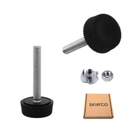 SKIR'CO 2 pcs, Furniture Leveling Feet M5 x 30 mm, Adjustable Metal Round Legs, Threaded M5 Stem, Leveler Foot (Nuts Included)