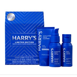 Harry's Limited Edition Holiday Gift Set for Men, Men's Skincare Essentials (2 oz Exfoliating Face Wash, Daily Face Lotion with SPF 15, Hydrating Night Lotion)