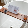 Walnut Bathtub Tray Caddy - 35" Wide Adjustable for Freestanding