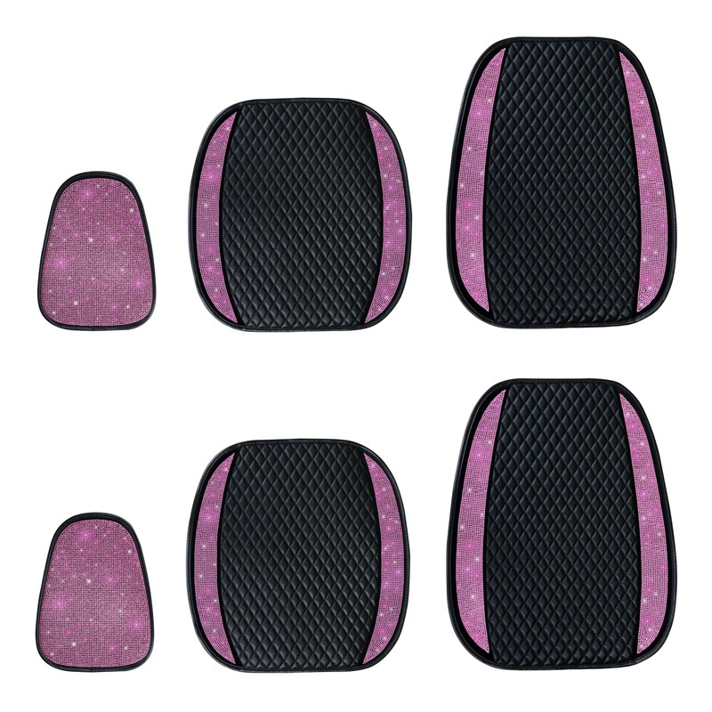 Pirador Luxury PU Leather Car Seat Cover Protector Bling Rhinestones