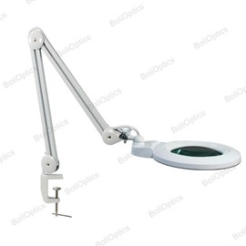 (7 inch Glass Lens) Professional LED Magnifying Lamp with Clamp, Dimmable, 1200 Lumens 5600K-6000K Daylight Bright 84 SMD LED, Work Light Mounting Bracket Clamp (5 Diopter) BoliOptics MG16304321