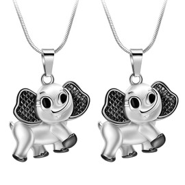 AIWENXI Cremation Jewelry for Ashes Lucky Elephant Pendant Necklace Memorial Keepsake Jewelry for Pet Urn for Men Women(Black)