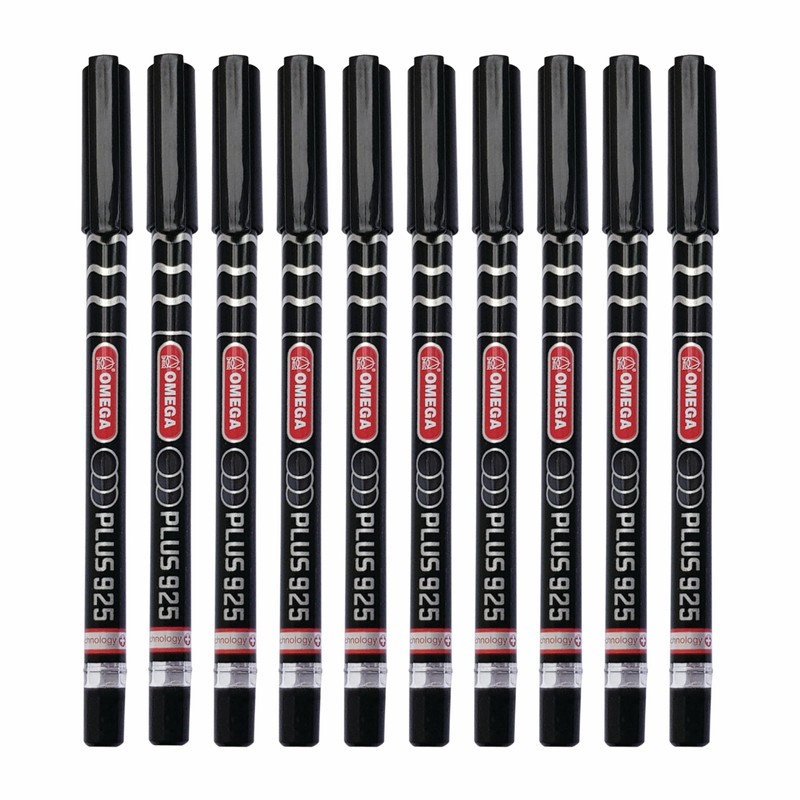 OMEGA Plus 925 Ballpoint Pens, BLACK, Fine Point (0.7 mm),