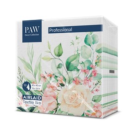 Paw Airlaid Napkins - Fabric-Like (40 x 40 cm) I Pack of 50 I Ideal for Weddings, Christenings, Communion, Birthdays I Fabric Napkins - Flowers, Roses I Colour: Floral Moments