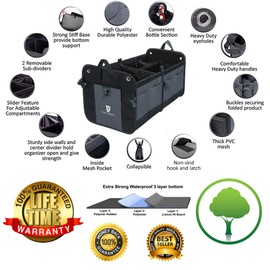TRUNKCRATEPRO car organizer and storage - Premium Multi Compartments Foldable car storage & trunk organizer for car, automotive, suv, truck, minivan, accessories & gift for men and women (Regular, Gray) 23.6" (L)*14.6" (W) * 12.5" (H)