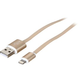 Nippon Labs USB-LI-6-GL 6 ft Gold Aluminum MFI-Certified Lightning Flat Cable with Gold Connetors and Gold Cable - USB Type-A to 8-Pin Lightning Cable