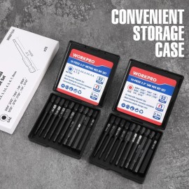 WORKPRO 20pcs Hex Head Allen Wrench Drill Bit Set CNC Machined S2 Steel Magnetic