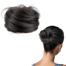 GWAWG Dutt Haarteil mit Haargummi Haarknoten Haarteil Dünnes Haar Fake Dutt Haarbun Haarteile echthaar Frauen Haargummi mit Haaren Haarverlängerung Haardutt Hochzeiten Party Alltag (Natürlich Schwarz)