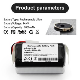 MULS 14.4V 2600mAh Vacuum Cleaner Battery, Compatible with RobZone LI-022148-BYD Vacuum Cleaner Battery