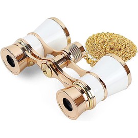Binoculars for Concerts, Opera Glass, For Lives, Theaters, Vibration Resistant, Waterproof, Gift, Women's, Center Focus, Strap, Storage Bag Included, Metal Chain, Fireworks Festivals, Opera, Ballet, Theaters, Sports Events, Golf Games, Kimono Accessories. (White-2)