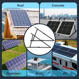 Solar Panel Mount, Upgraded 32" Adjustable Stand with Foldable Tilt Legs Solar Ground Mount for 50-100 Watt Portable Solar Panel for RV, Roof, Boat, and Off-Grid, Black