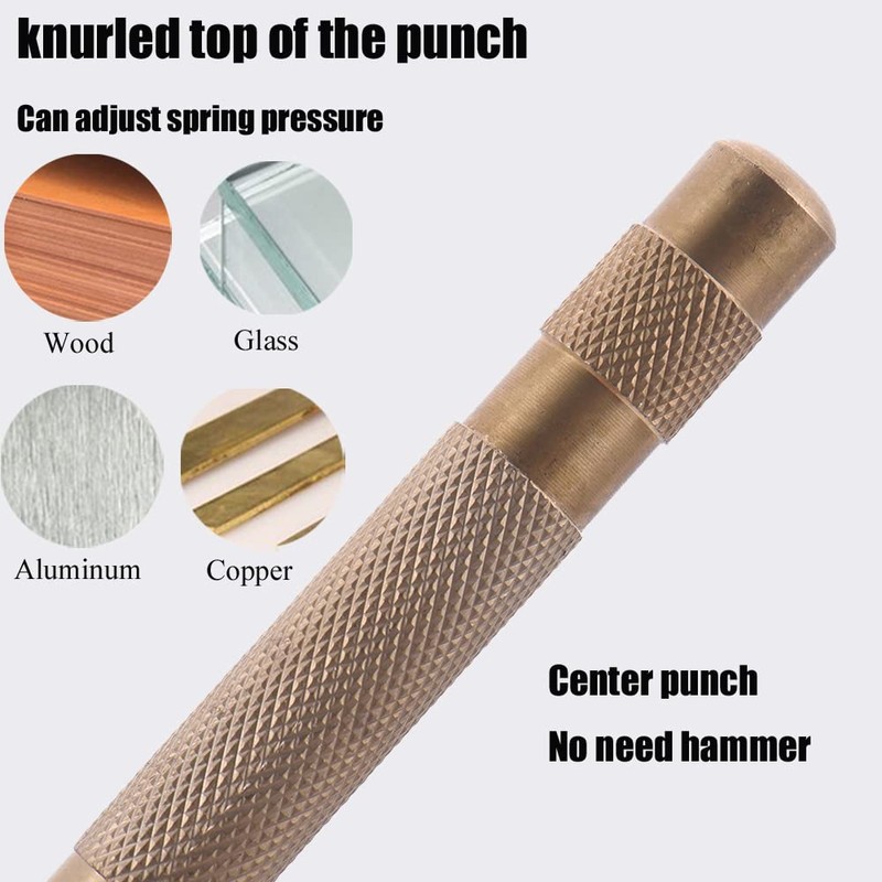Automatic Center Punch 5 Inch Steel Brass Spring Impact Loaded