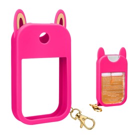 AIERSA Hand Sanitizer Spray Case Compatible with Touchland,Rabbit Ears Design Silicone Hand Sanitizer Case Holder with Keychain for Touch Land Mist Case 1FL. OZ (Hot Pink)