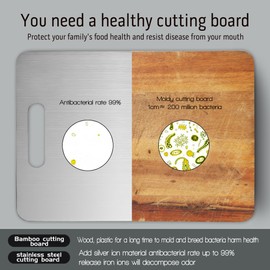 SUNWISHA Titanium Cutting Board Set of 3, Stainless Steel Cutting Boards, Non Toxic, Double-Sided Food Grade Chopping Board, Equipped with anti slip pads for safety, Kitchen Outdoor Camping