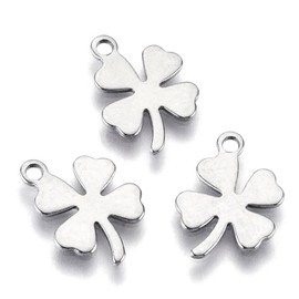 Beadthoven 200pcs St. Patrick's Day Shamrock Charms Bulk Stainless Steel Clover Stamping Blanks Tag Pendants Four Leaf Lucky Clover Charms for Bracelet Necklace Jewelry Making Accessories 13x9.5mm
