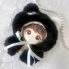 Fluffy Cat Poncho, Black, For 3.9 inches (10 cm), Sewn