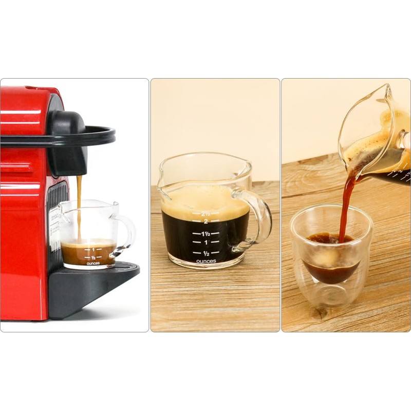 QWORK Espresso Shot Glass with Handle, 4 Pack 3-Ounce Double