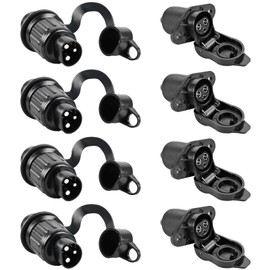 GOMETY Pack of 4 3-Pin Plug and Socket, 12 V 3-Pin Tractor Plug Socket 12 V, 3-Pin Trailer Plug Socket According to DIN 9680, Waterproof Plug Socket for Trailers, Trucks, Cars, RV