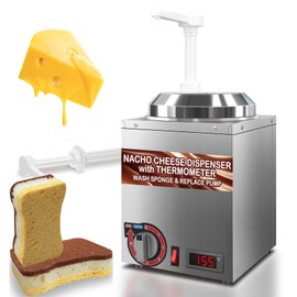 Hijolla Cheese Warmer Dispenser with Thermometer,Nacho Cheese Warmer with 2.8Qt Capacity with Temperature Indicator,Electric Hot Fudge Dispenser,86-194 F for Hot Fudge Cheese Caramel