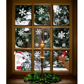 Moon Boat 320PCS Christmas Snowflakes Window Clings Decals Winter Party Wonderland Decorations Ornaments Supplies (9 Sheets)
