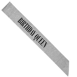 Anderson's Birthday Queen Silver Glitter Sash – Happy Birthday Sash for Women, Party Favors & Decorations for Sweet 16, 18th, 21st, 30th, 40th Milestone Bday