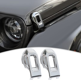 CheroCar for Jeep Hood Lock Latches Cover Catch Brackets Cover External Accessories Decoration Stickers for 2018-2021 Jeep Wrangler JL JLU & 2020-2021 Gladiator JT (Chrome)