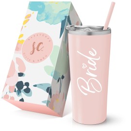 SassyCups Bride 22oz  Stainless Steel Insulated Wedding Party Tumbler Blush Gift Boxed
