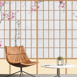 NWT Wall Murals for Bedroom Japanese Grid Windows Removable Wallpaper Peel and Stick Wall Stickers - 66x96 inches