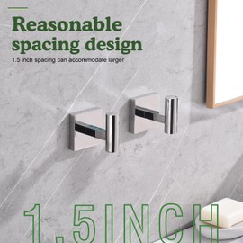 FNRNAOY - Juego de 2 ganchos para toallas de baño de cromo pulido, para ropa de baño, cocina, cochera, resistente montaje en la pared