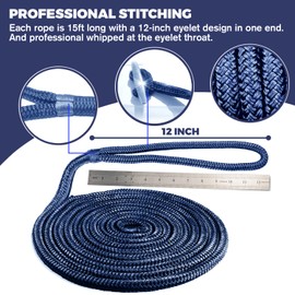 ACY Marine Double Braided Nylon Dock Line (Navy, 1/2-Inch x 25-Feet)