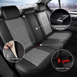 RAWAKORW Car Seat Covers Fit for Kia Sorento 2007-2023 2024 Full Set Faux Leather Seat Cover Protector with 3D Flank (5 Seats, Black&Grey)