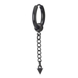 COOLSTEELANDBEYOND Mens Womens Stainless Steel Long Chain Spike Huggie Folding Hoop Earrings Drop Dangle Pack of 2, Metal, Non-applicable