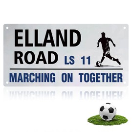 Football Leeds United Elland Road Street Sign, Leeds United Gifts for Men Boys, 30 x 15 cm Waterproof Metal Poster Retro Modern Sign for Leeds United Merchandise