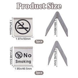 craspire 6 Pack 2 Styles Non Smoking Table Sign Stainless Steel Metal Warning Reservation Logo Display Signs For Home, Business Cards, Hotels, Offices, Restaurants, 48 x 50 x 50mm