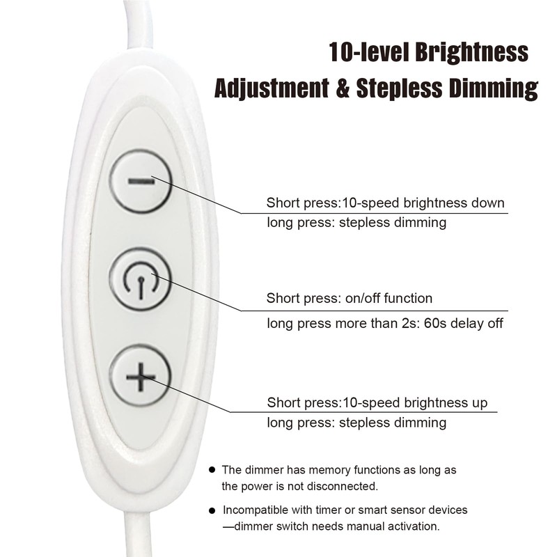GXILEE USB Dimmer Switch,2 Pack Female to Male Inline Dimmer,10-Speed