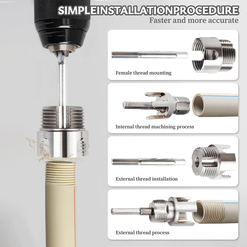 3Pcs PVC Pipe Threader Kit, 1/2, 3/4 and 1 Inch