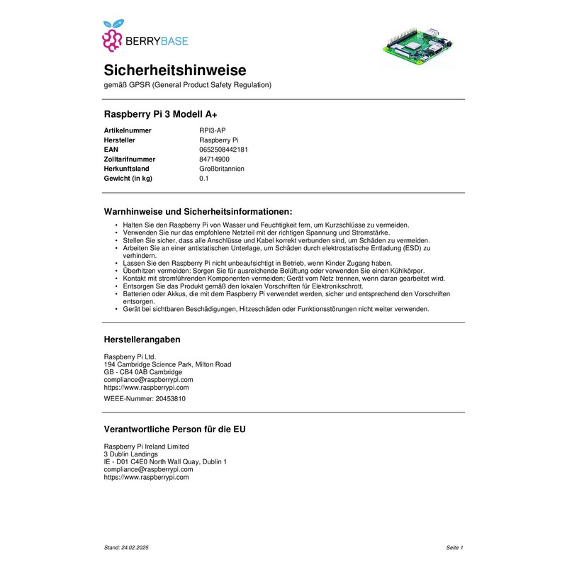 Raspberry Pi 3 A+ Computer Board For Linux