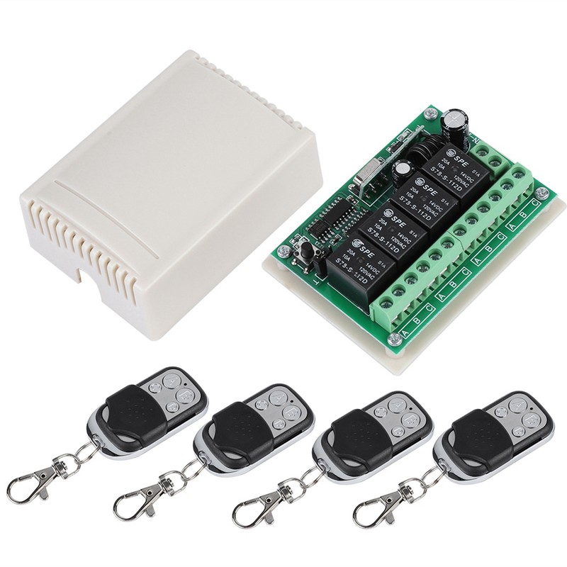 Multi Function 4 Way Remote Control Switch Wireless Relay Switch