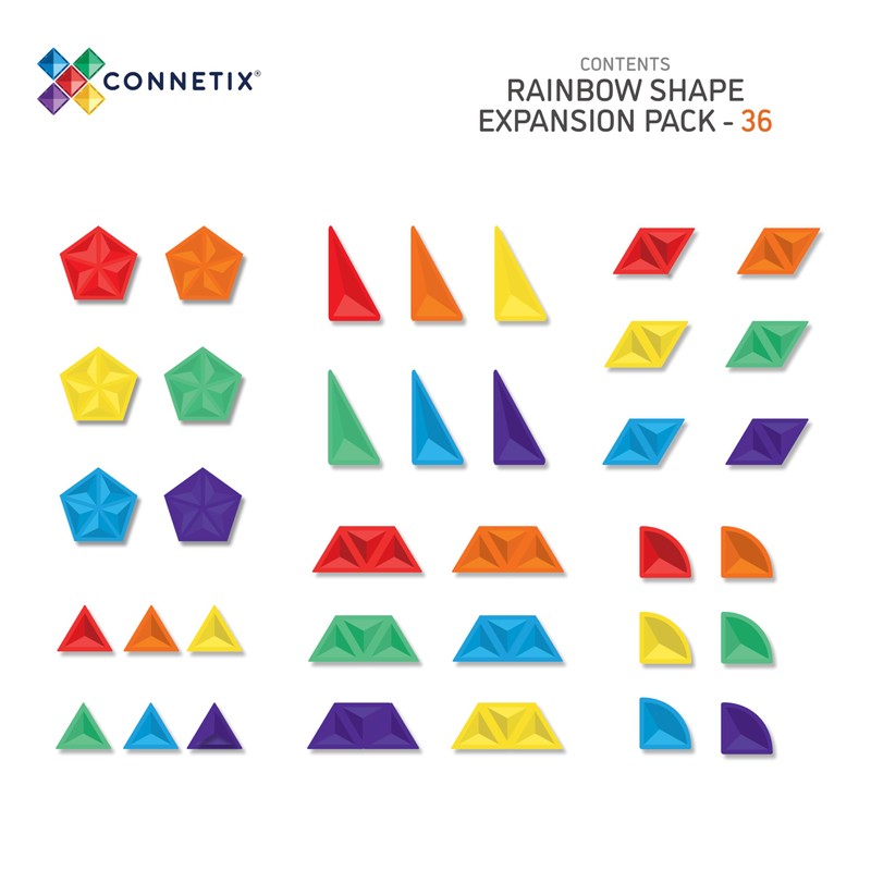 CONNETIX Rainbow Shape Expansion Pack, 36 Pieces