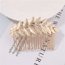 Leaf Hair Comb Wedding Bridal Hair Pieces for Women Bride Hairpieces for Wedding Hair Accessories for Bridesmaid Head Pieces Pins for Long Thick Hair (Gold)