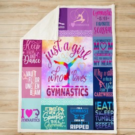 Gymnastics Fleece Throw Blanket Kids Girls Gymnastics Plush Blanket for Boys Teens Sherpa Blanket Gifts for Gymnasts Lovers Purple Fuzzy Blanket Room Decor Single 50x60 Inch