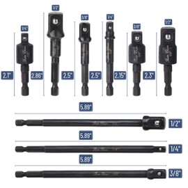 Bates- Impact Socket Adapter Set, 9 pcs, Rotatable Socket Adapter, 1/2" 1/4" 3/8" 1/4" Hex Shank Impact Adapter Set, Impact Swivel Socket Set, Drill Socket Adapter, Impact Driver Socket Adapter