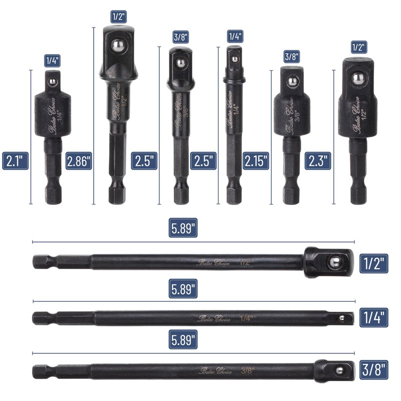 Bates- Impact Socket Adapter Set, 9 pcs, Rotatable Socket Adapter,