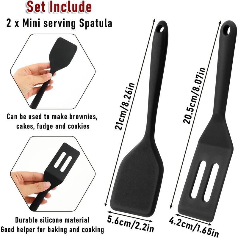 Armrouns Mini Serving Spatula 2pcs set, Silicone Serve Turner Heat-Resistant