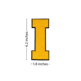 1 PCS 4.2" Yellow Chenille Letter Patches, Iron on Patches for Hats Clothes Bags Backpacks Jeans, Initial Patches Large Varsity Letter. (Letter I)