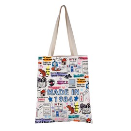 PWHAOO 40th Birthday Gift Made In 1984 Tote Bag Turning 40 Year Old Handbag 40 Year Old Party Merch 1984 Birthday Gift (Made In 1984 T)
