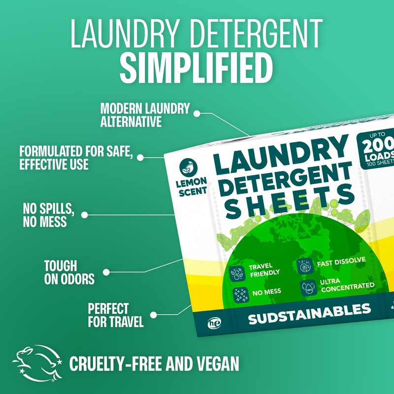 Sudstainables Laundry Detergent Sheets 200 Loads – Dissolvable Laundry Sheet